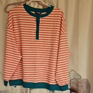New Never Worn Striped Pink and Green Sweatshirt